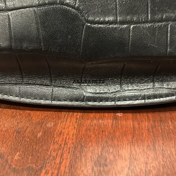 All Saints Captain Croc Round Cow Leather Embossed Crossbody Black - Picture 3 of 16